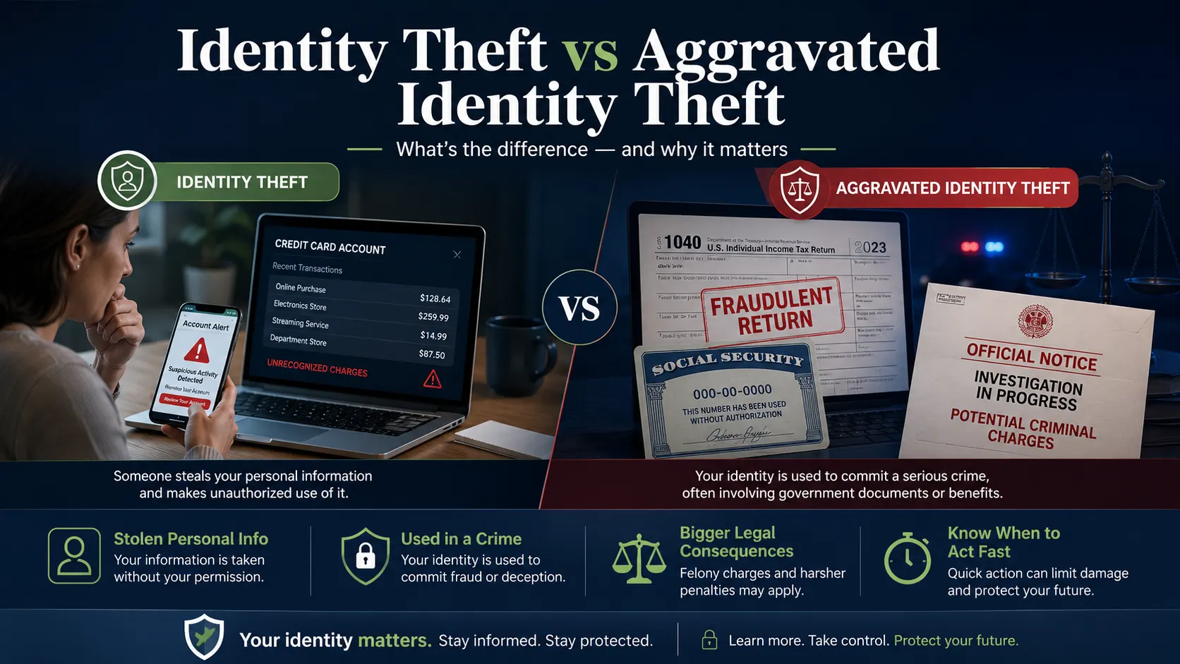 Identity theft vs. aggravated identity theft — the real federal-law difference